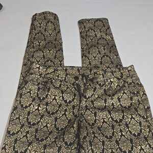 Bisou Bisou Black and Gold Patterned Pants Skinny Size 6